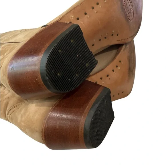 Steve Madden Lonestar Western Boot Size 7 Tan Leather cowboy Pointed Toe West - Picture 8 of 9